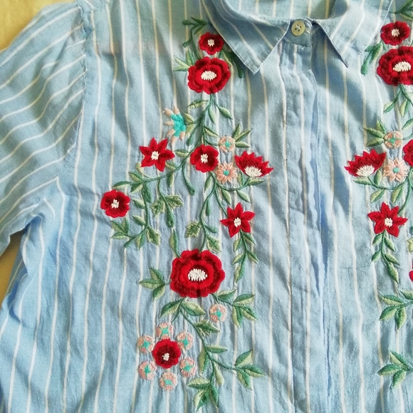 dizzylizzy stripped embroidered shirt size XL - Picture 4 of 7